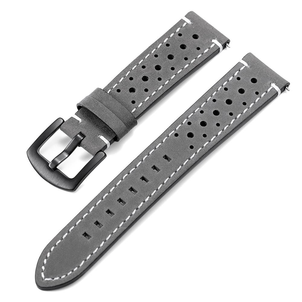18mm 19mm 20mm 21mm 22mm 24mm Vintage Handmade Watch Strap Quick Release Leather Strap Black Brown Breathable Porous Watchbands