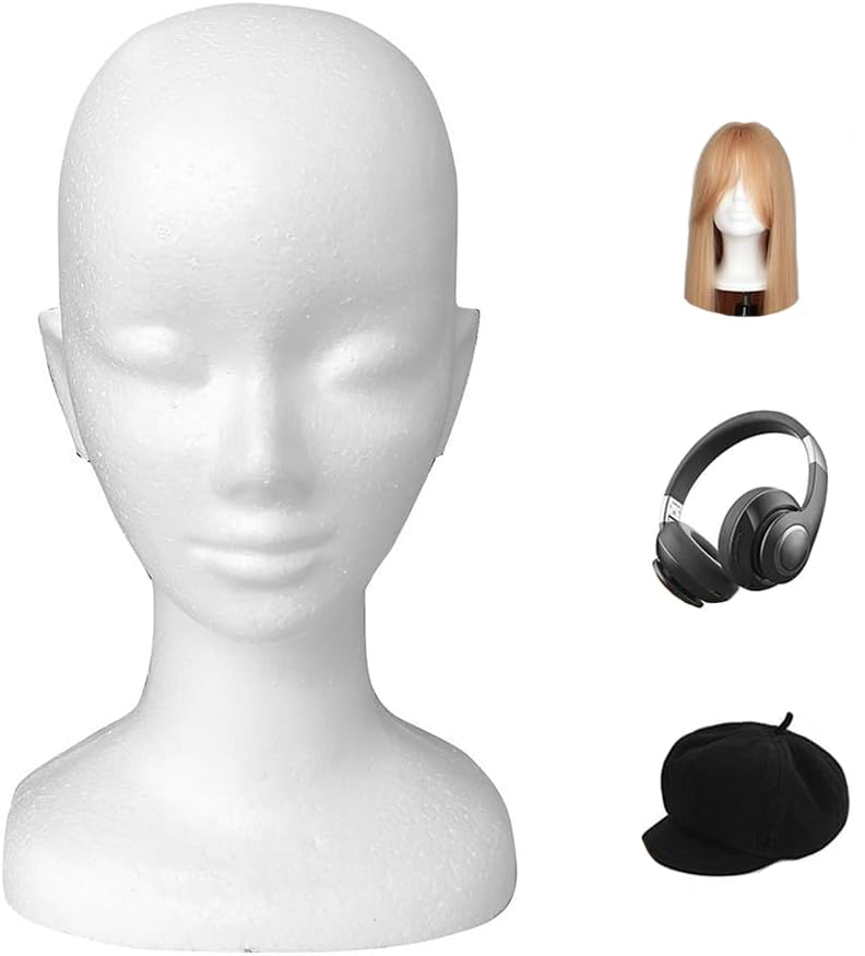 

White Styrofoam Lightweight Head Stand for Painting Mannequin, Cosplay, Wigs, Hats, Glasses, Display, Showcase, Salon, Shop, білий