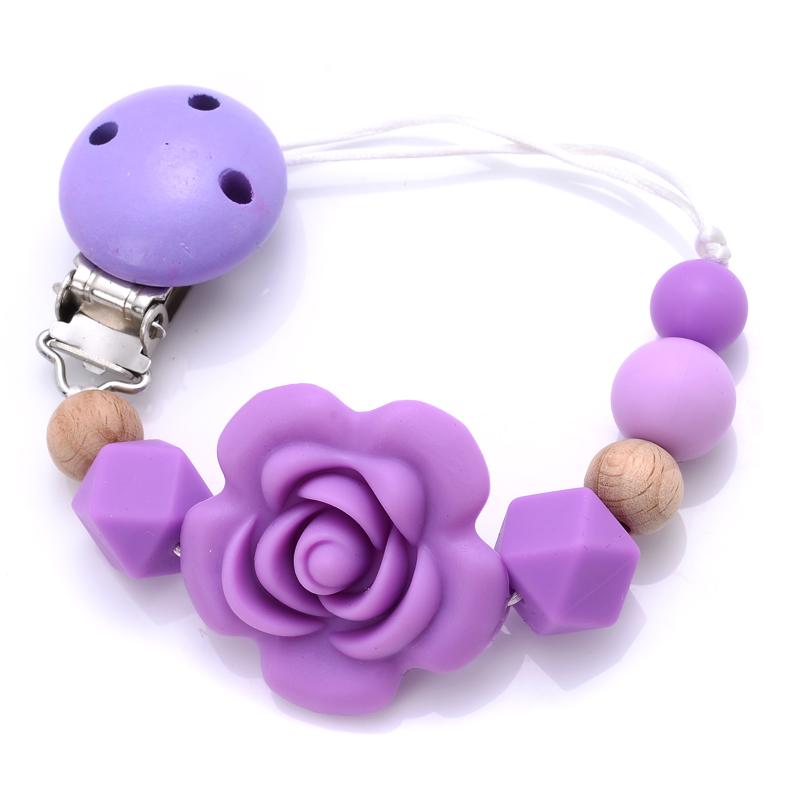 Baby Teether Pacifier Chain Silicone Wood Beads Pacifier Clips Infant Nipple Appease Soother Chain Clip Dummy Holder Nipple Clip