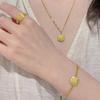 Gold-Plated Brass Jewelry Set: Vietnamese Sand Gold Necklace, Bracelet, & Ring for Women