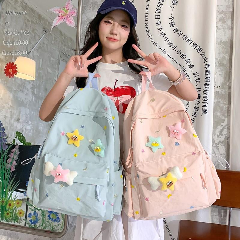 2025 Korean version schoolbag ins niche girl backpack stars cute backpack junior high school student schoolbag female