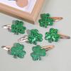 6pcs Sparkly Clover Hair Clips Girls ST'patrick's Day Hairpins Glitter Green Flower Hair Clips Children Kids Headwear