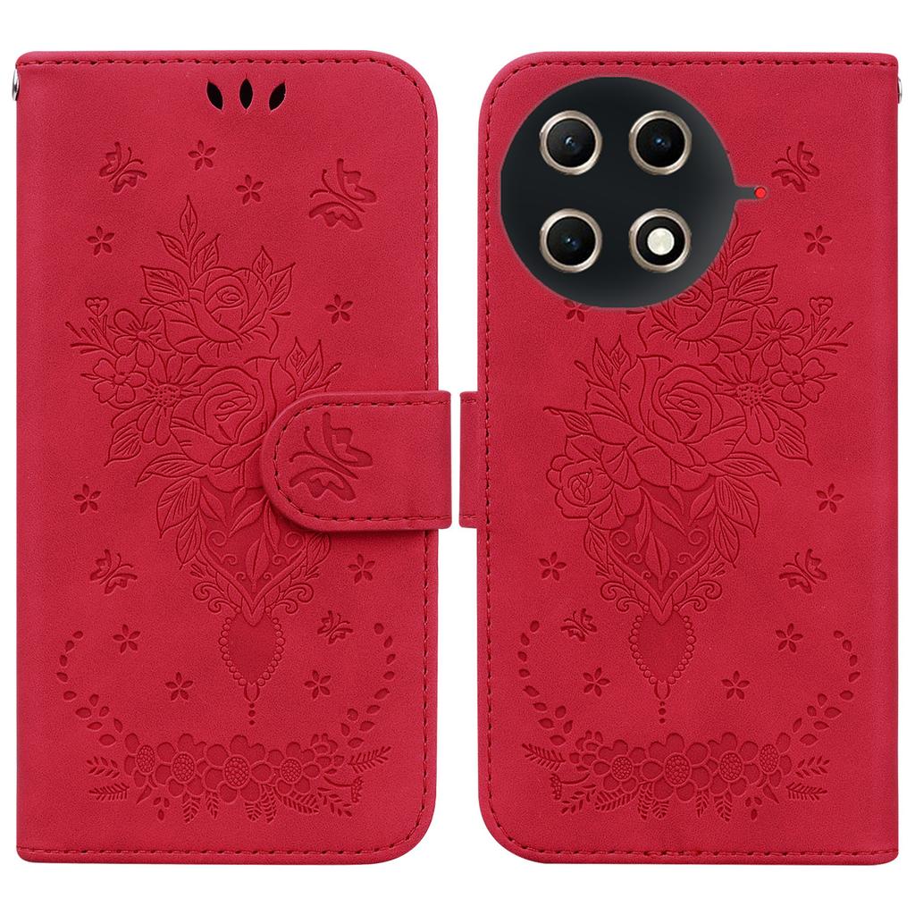 For TECNO Camon 30S 4G/30S Pro 4G Case Butterfly Flower Imprint PU Leather Wallet Phone Cover with Strap