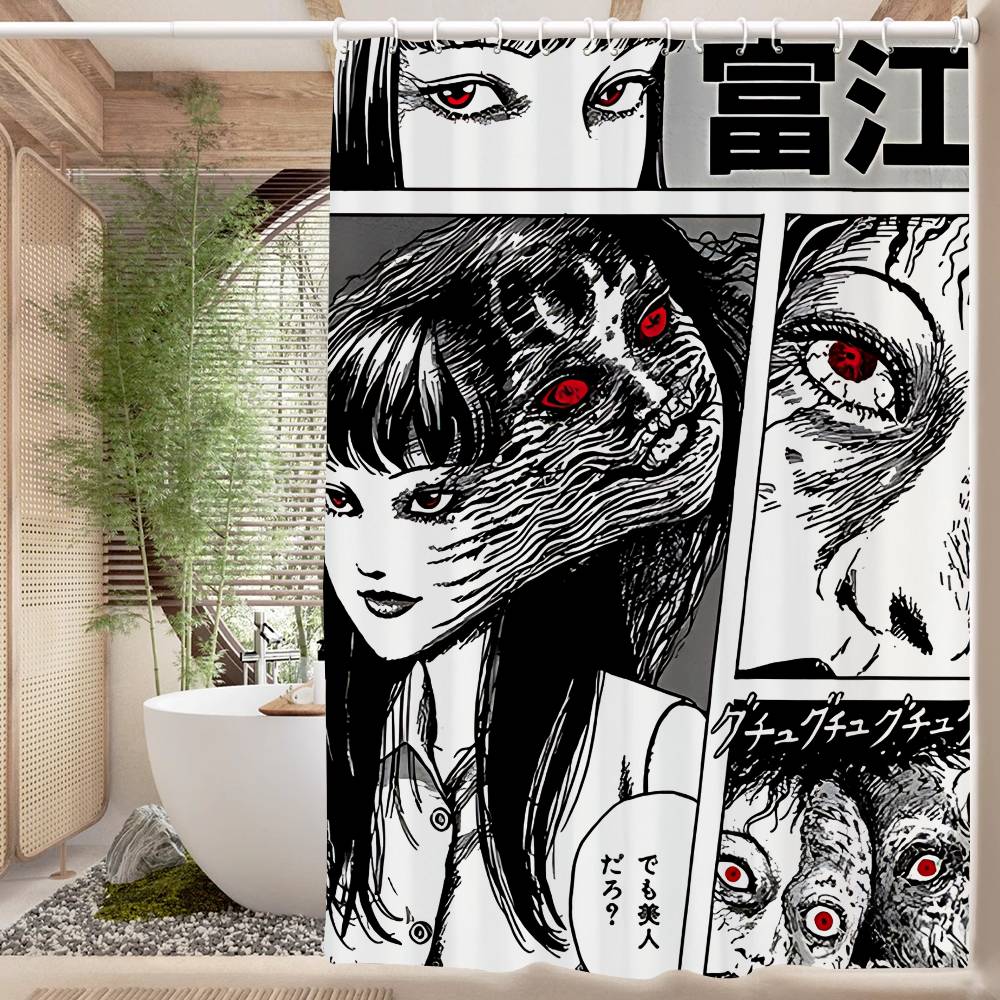 J-Junji Ito T-Tomie 1PC Printed Shower Curtain Waterproof Washable With 12 Hooks Bathroom Shower Home Use