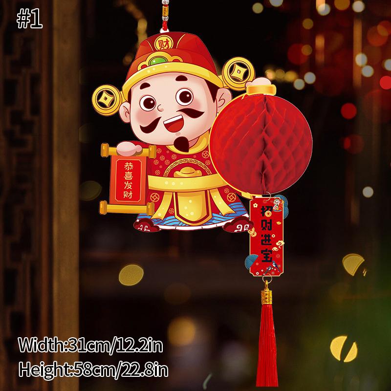 Chinese Red Lantern Traditional New Year Festival Hanging Decor Chinese Spring Festival Paper Honeycomb Lanterns