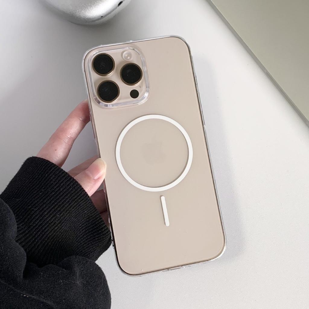For IPhone16 Promax Magnetic Phone Case for Apple 15 All-inclusive Anti-fall 14 Transparent PC Protective Hard Case 13