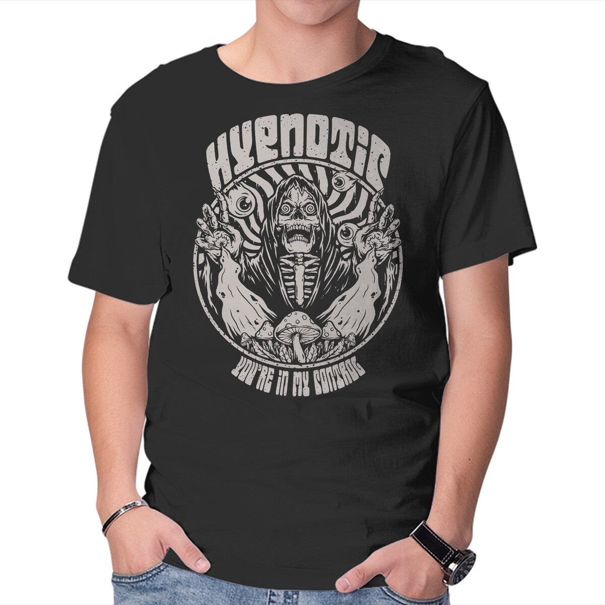Unisex Crew Neck T-Shirt Hypnotic Skull Graphic Short Sleeve Casual Tee XXL