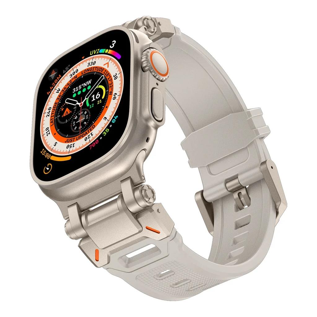 Soft Strap for Apple Watch Ultra 2 Band 49mm 45 44 42 46mm Metal Stainless Steel Connector TPU Bracelet iWatch 10 9 8 7 6 SE 5 4