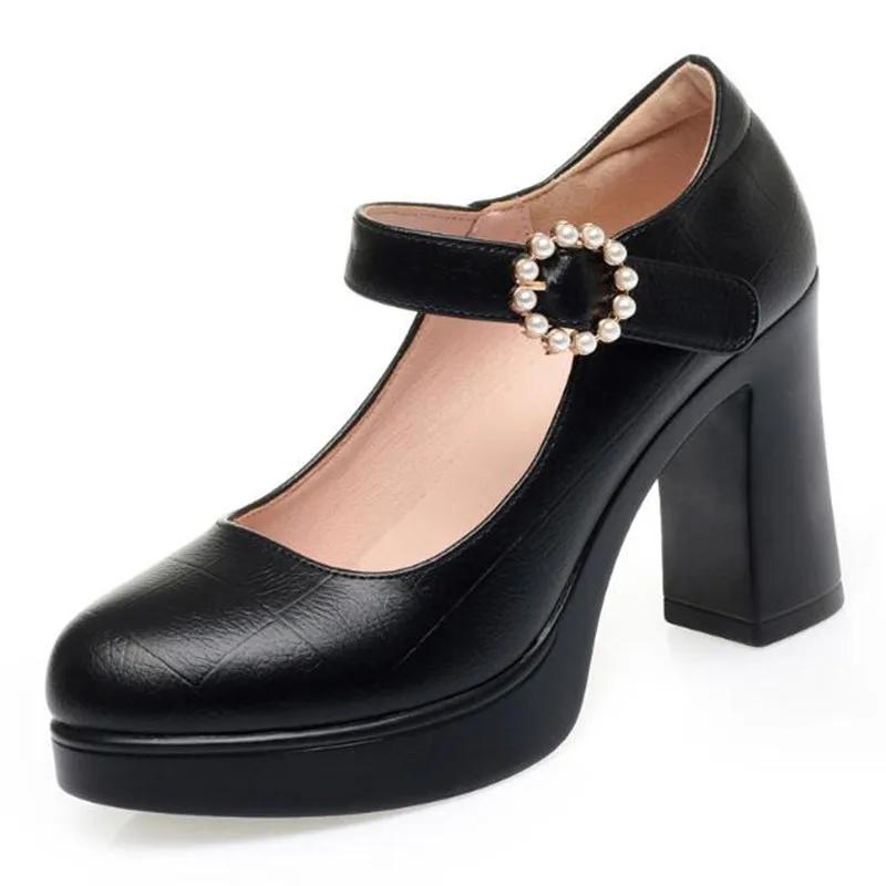 Fashion Women Platform Pumps Shoes Women Shoe 2025 Shallow Mouth High Heels Women's Comfortable Round Head Thick Heeled Black Work Shoes