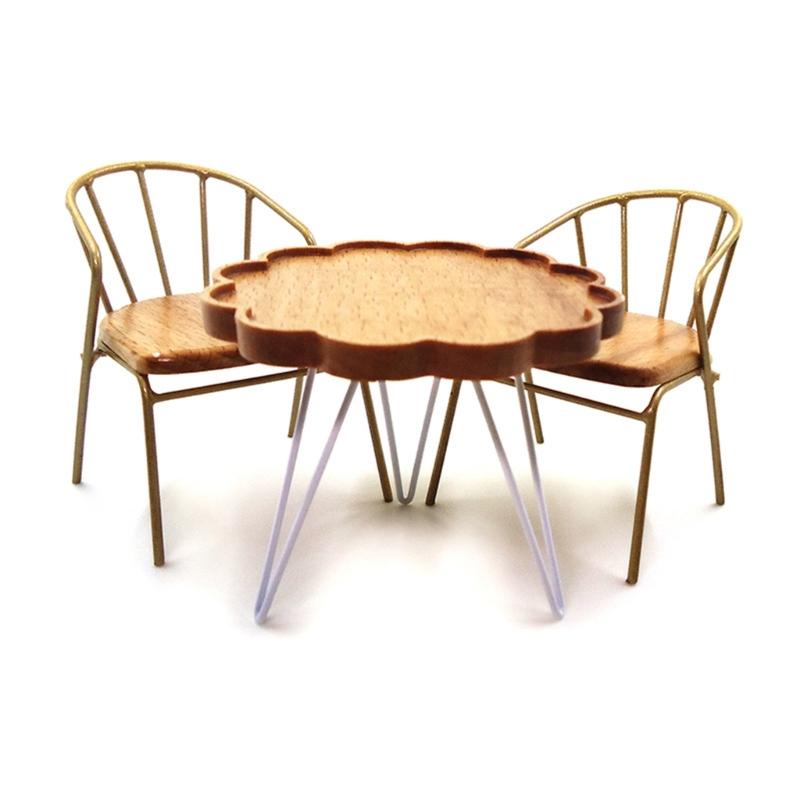 1/12 Scale Miniature Coffee Table Chair Set Scene Decoration Furniture Doll House Accessories Leisure Setting Props