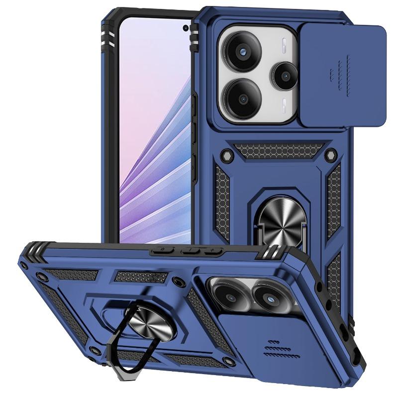 Suitable for Xiaomi Redmi Note 10 11 13 14 Pro Phone Case Car Magnetic Ring Bracket Sliding Camera Lens Armor Shockproof Case
