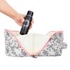 Quilted Floral Makeup Bag 180-Degree Flat Open Travel Cosmetic Organizer Women Large Capacity Toiletry Bag for Vacation Daily Vanity Table Use