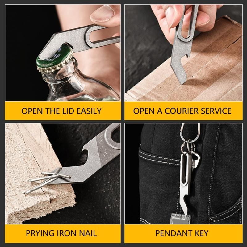 Professional Multiple Tool With Pry Bar Bottle Opener Nail Extractor & Portable Keychain Clip for Camping Hiking Travel