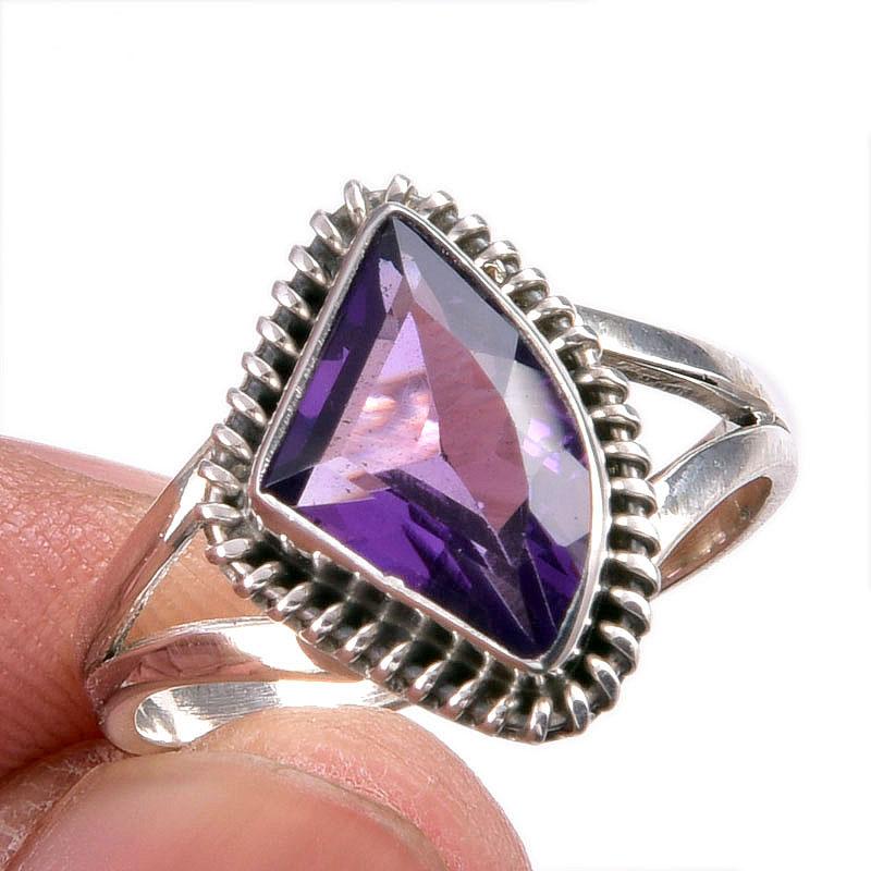 

Natural African Amethyst Gemstone 925 Solid Silver Jewelry Ring Size 8.5 c0q02