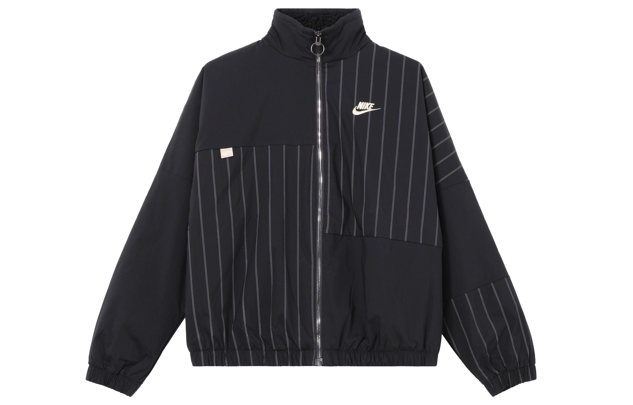 

Nike Women s Logo Stripe Stand Collar Casual Jacket Black FV6187-010 S