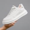 Designer Shoes for Men Genuine Leather Casual Platform Shoes White Thick-soled Flat Skateboard Shoes Cool Sneaker
