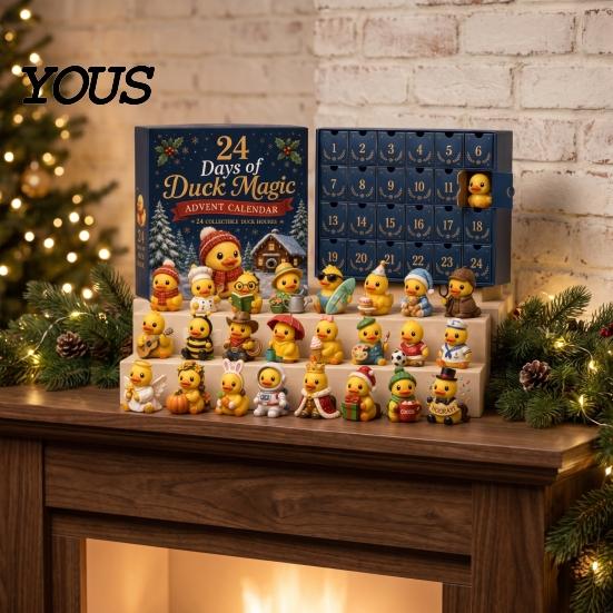 Christmas Countdown Calendar for Kids Magic Animal Advent Calendar, 24-Day Highland Cow/Cat/Sheep/Red Bird Acrylic Ornament Set, Gift Cow