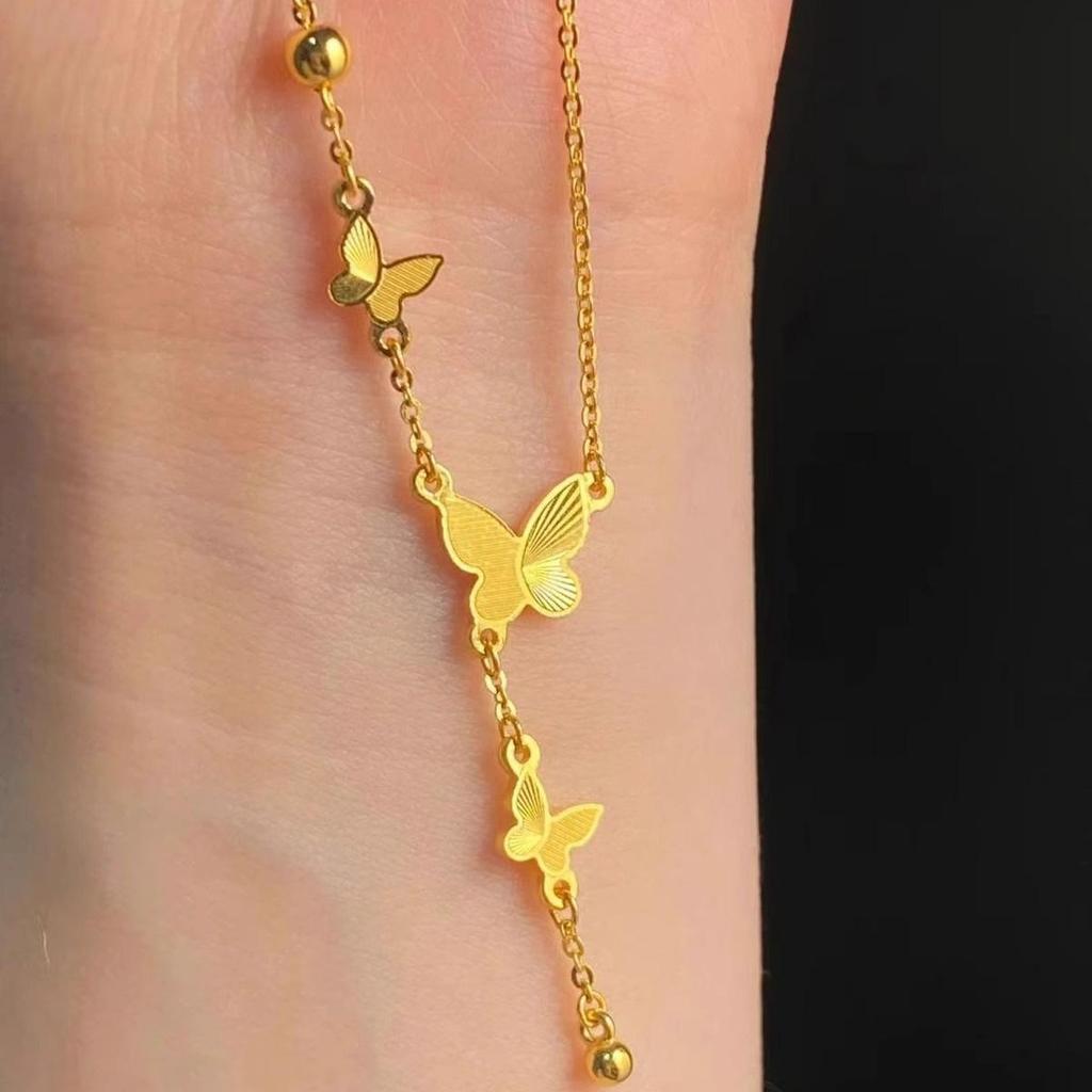 Elegant French Gold Butterfly Tassel Necklace - Versatile Light Luxury Clavicle Chain for Women