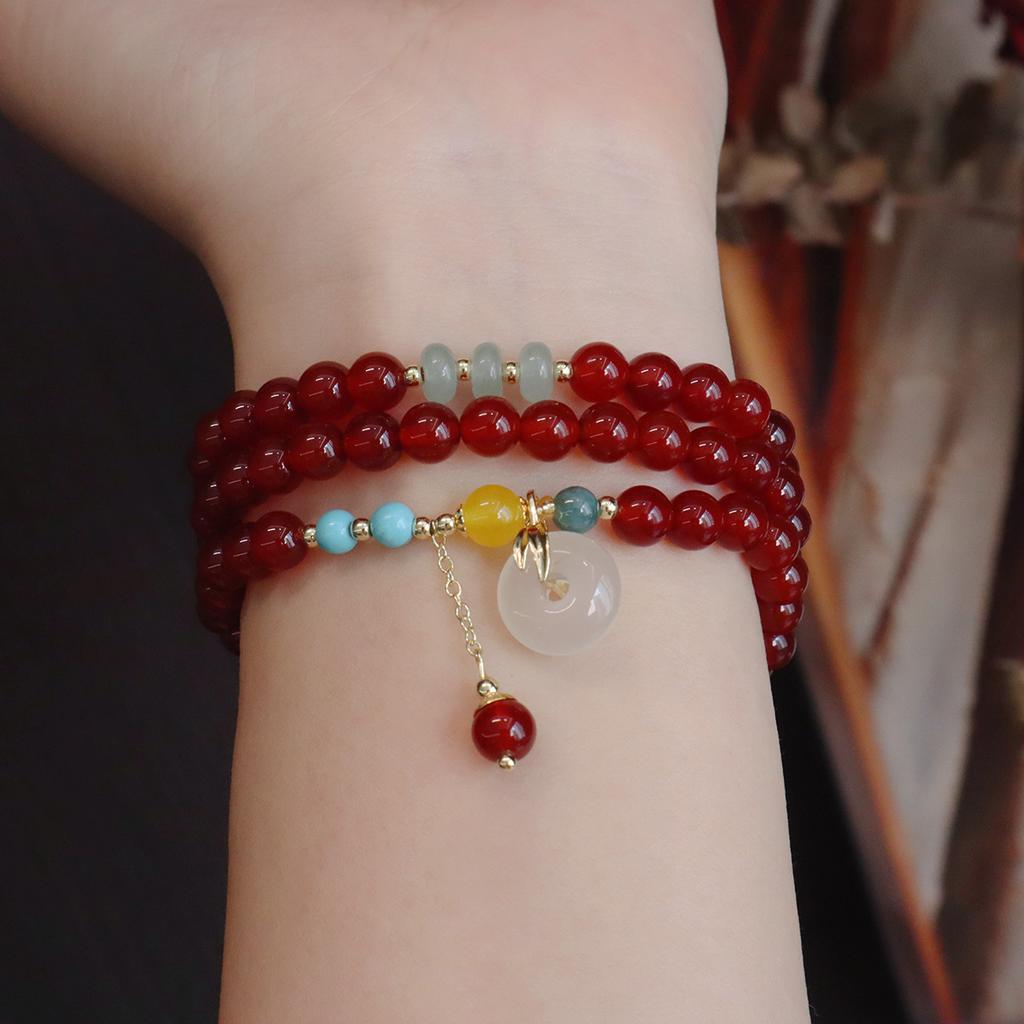 Design Three-Circle Natural Agate Bracelet Bracelet. Fashion Women Daily Jewelry Lucky Gift