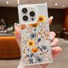 Frosted Square Transparent Phone Case for iPhone 16 Pro 15 14 Plus 13 12 Pro Max 11 Tree Leaves Floral Pattern Tpu Soft Shockproof Slim Cover