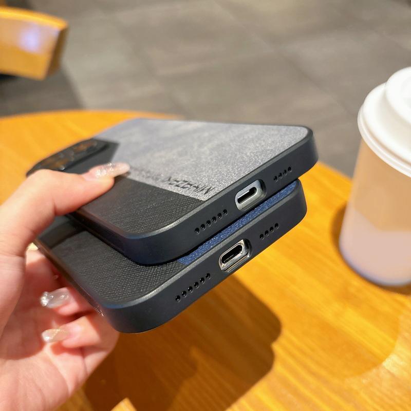 Color Matching PU Leather Phone Cover For iPhone 16 Pro Max 15 Pro 14 13 12 11 Matte Shockproof TPU Hard Slim Case