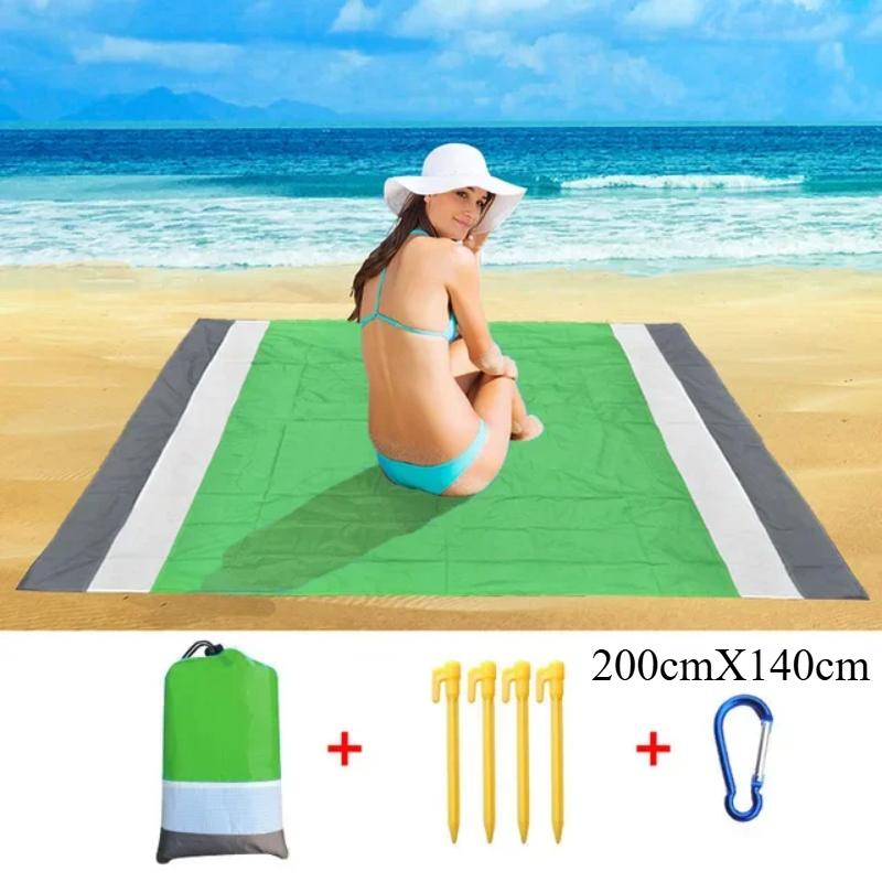 200x210cm Waterproof Pocket Beach Mat Folding Camping Sand Free Blanket Mattress Portable Lightweight Mat Outdoor Picnic Mat