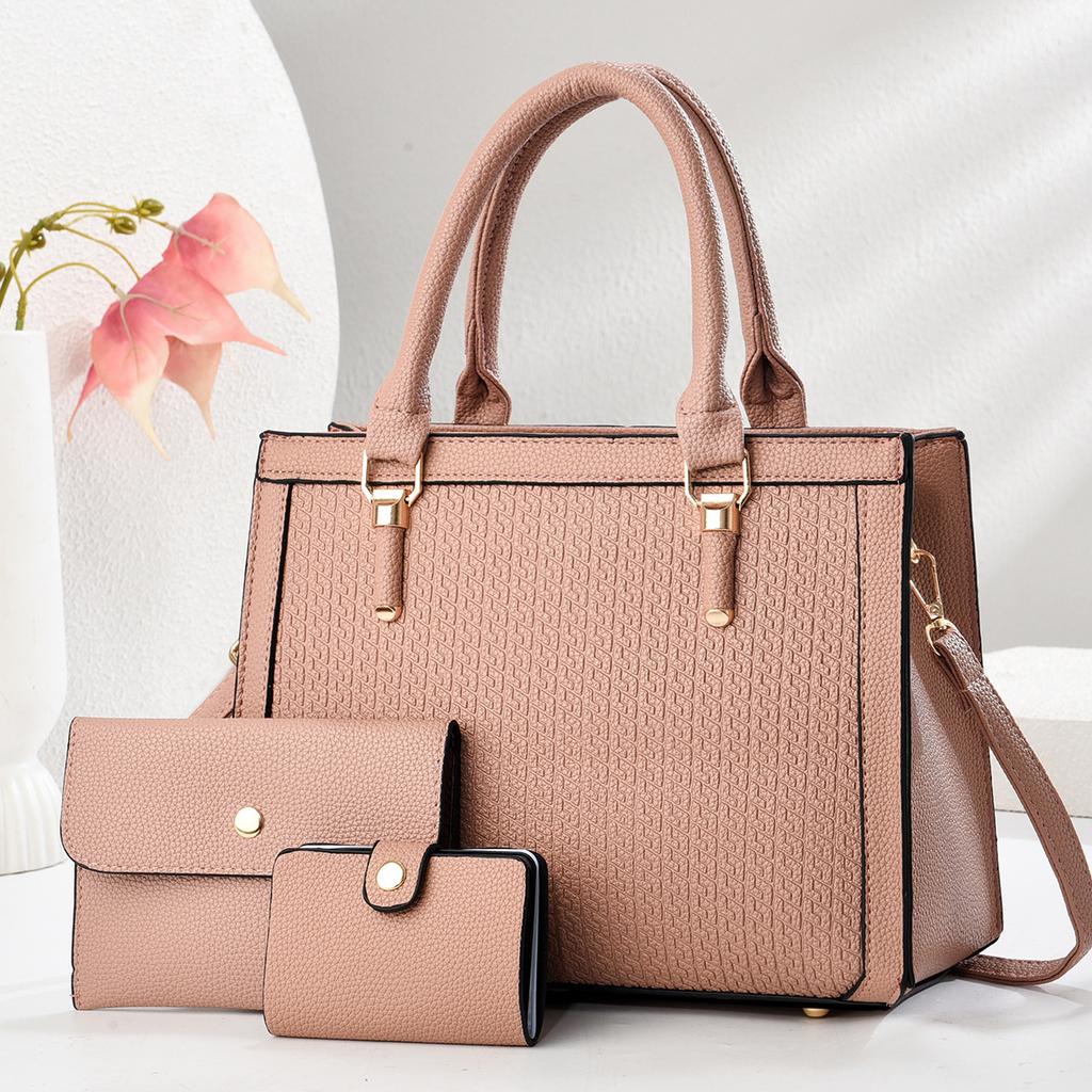 New Spliced Pressed Flower Bag Three-piece Set of High Appearance Level Macaron Shoulder Bag Crossbody Bag Send Mother Bag