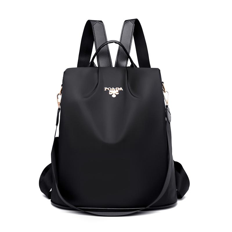 Женский противоугонный рюкзак в корейском стиле 2024 года для инфлюенсеров – Школьная сумка большого объема из Оксфордского холста чёрный