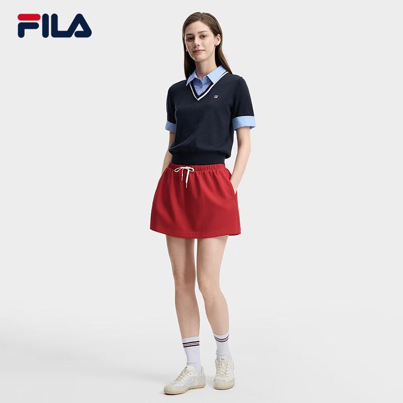FILA Women's Faux Two-Piece Color Block Polo Knit Shirt