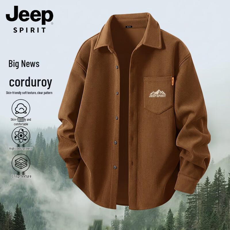 JEEP SPIRIT Men s Corduroy Long Sleeve Casual Shirt M