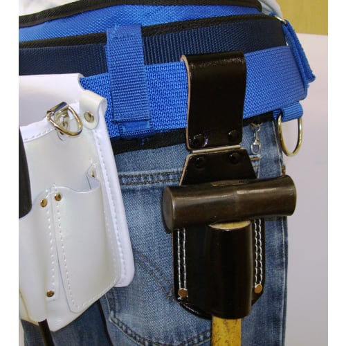 Kozuchi Black Split Leather Hammer Holder with Hinge and Double Stitching, CE-34C