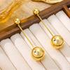 Style Minimalist Metal Ball Exaggerated High-end Long Earrings With Feel Tassel Women