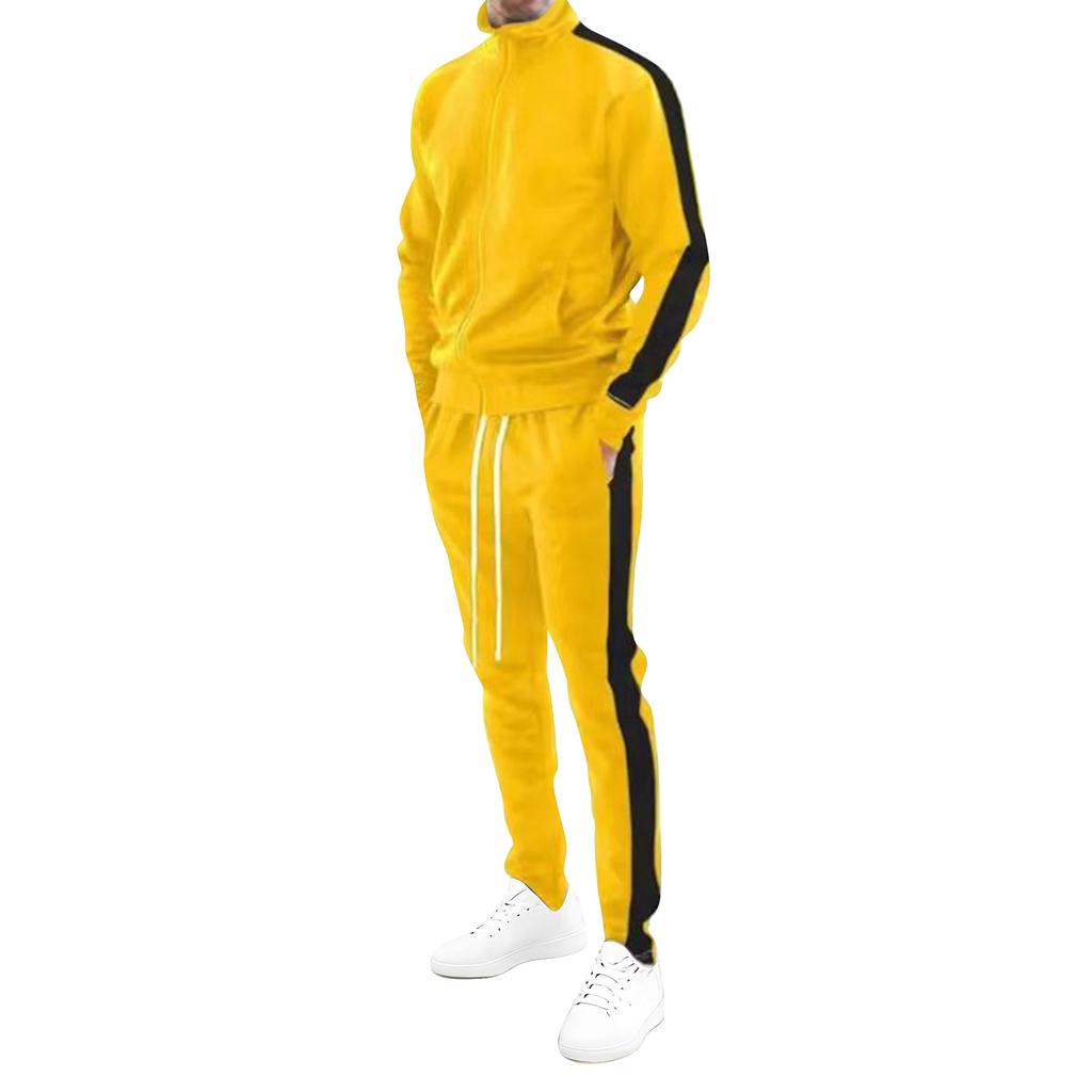 Men's Turtleneck Casual Sportswear Trendy Suit Zipper Jacket Trousers Suit