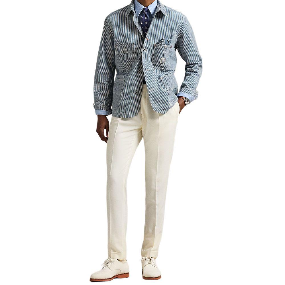 Polo Ralph Lauren Solid Walnut Cotton Striped Work Jacket Men Jackets Indigo MNPOOTW16021671-400