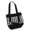 Rhombus Knitted Knitted Shoulder Bag Comfortable Handle Plaid Women's Handbag Portable Large Capacity Crochet Tote Bag Outing