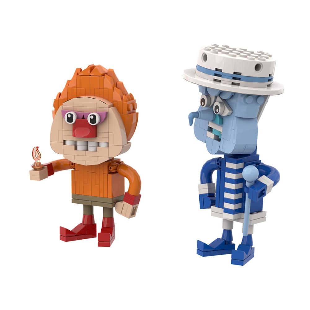 Neujahr Weihnachtsmann Filmpuppe Modell Bausteine Schnee-Miser und Hitze-Miser Lied Aktivitätsfigur Stein Spielzeug Weihnachtsgeschenk