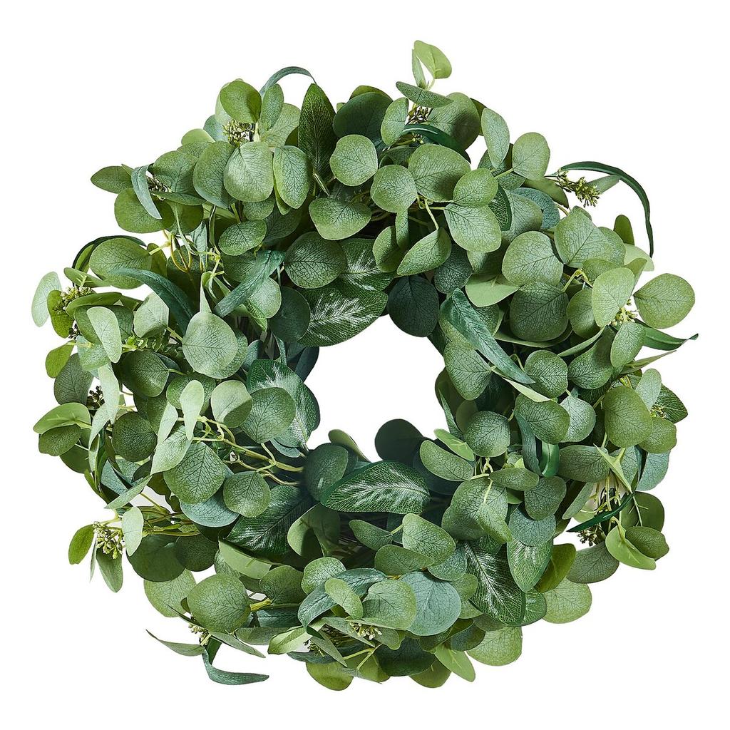 Artificial Decorative Wreath 26 in Green Eucalyptus Leaves Year Round