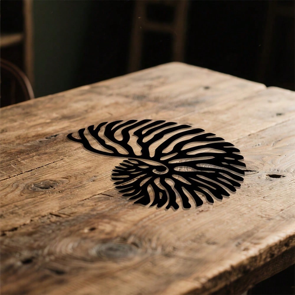 2D Flat Nautilus Shell Metal Wall Art, Art Deco Iron Decor for Living Room Bedroom Office