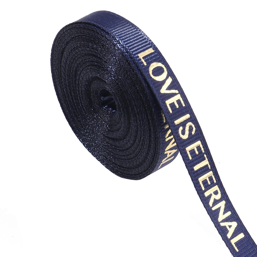 

10Yards/Lot 1cm Colorful Polyester Ribbon Printed LOVE IS ETERNAL Ribbon For Handmade Romantic Gift Packaging Wedding Decoration сапфіровий
