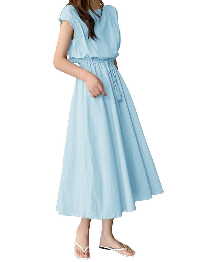 Sorosis Casual Crew Long Relaxed Perfect for Casual and Special Summer Size Small Women's Dress, Sleeveless, A-Line, Knee-Length, Flared, Neck, Dress,