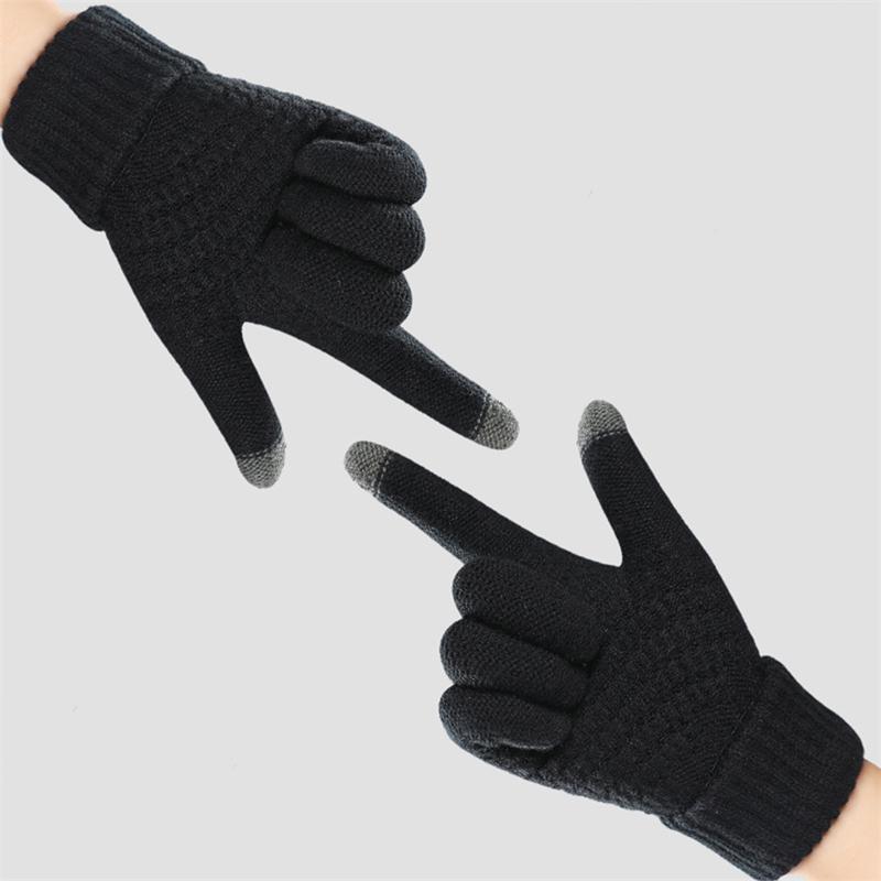 Damen Herren Winterhandschuhe Touchscreen Handschuhe Stretch Klassische Strickhandschuhe Wolle Vollfinger Outdoor Fahrradhandschuhe