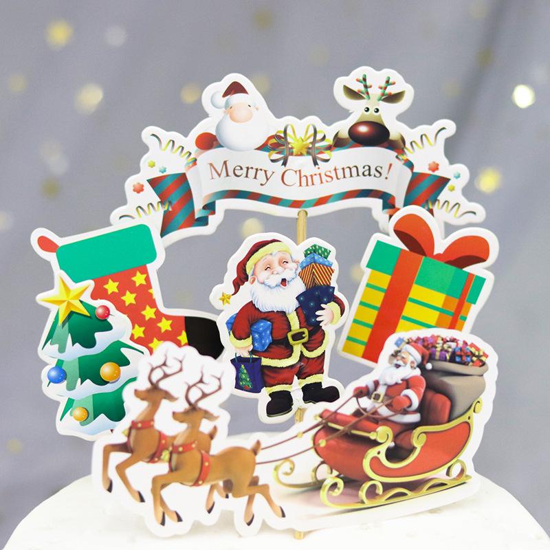 Christmas Cake Topper: Merry Christmas Banner & Tree Decoration Insert for Festive Baking
