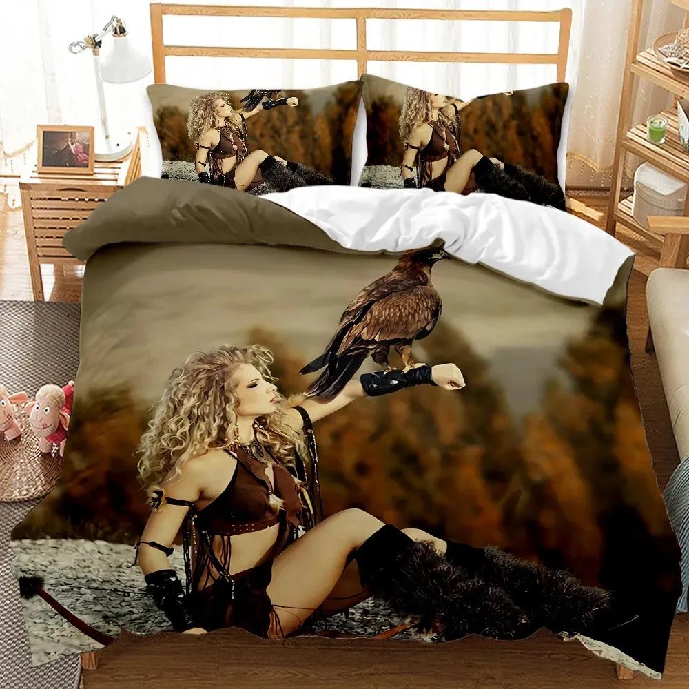 Woman Warrior Bedding Set,Girl Armor Arrow Exotic Style War Theme Kids Teens Adults Comforter Cover King Polyester Duvet Cover