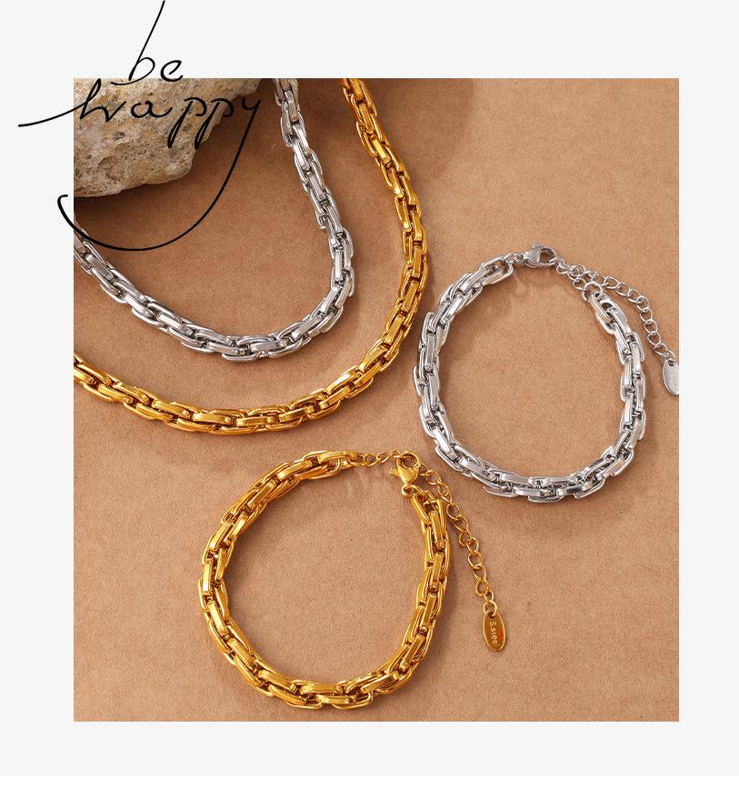 Gold & Silver Two-Tone Metal Chain Jewelry for Retro Style, Daily Wear & Dating