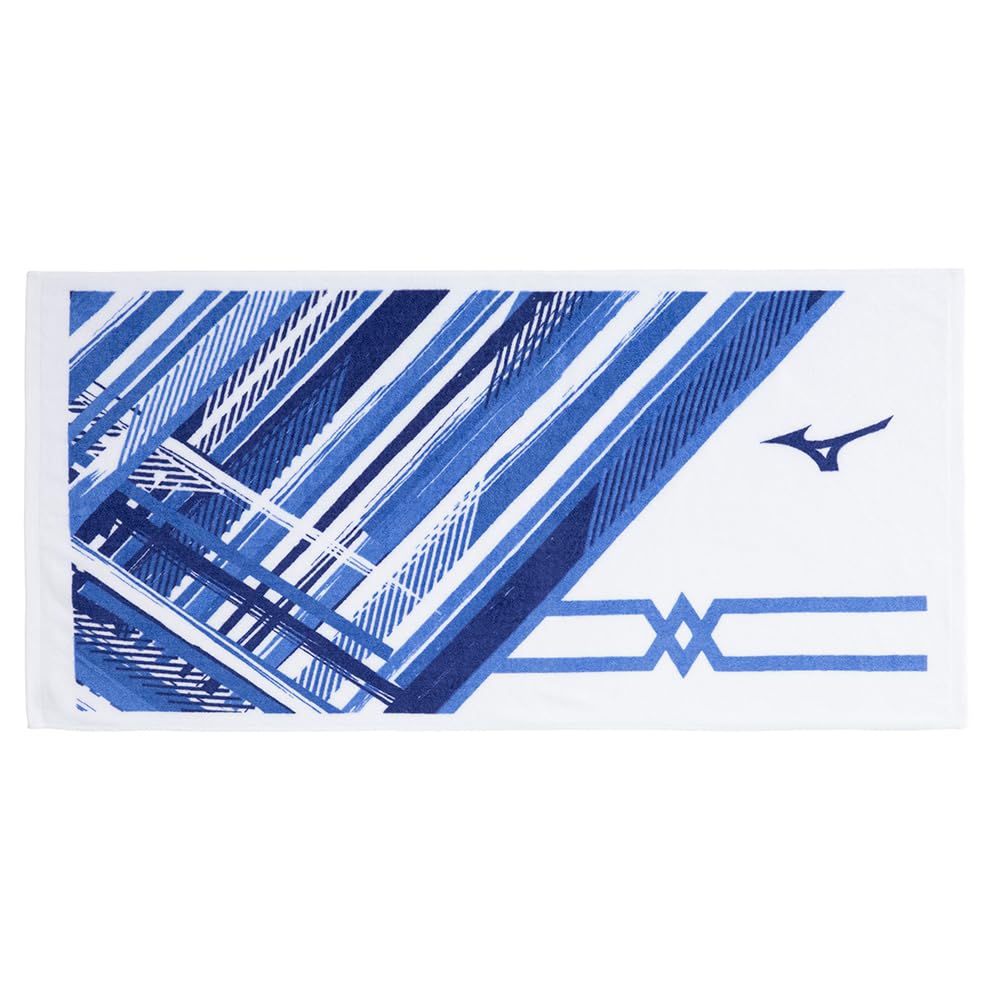 Mizuno Imabari Sports Bath Free Size Towel, Towel, Boxed, White/Blue (32JYB100),