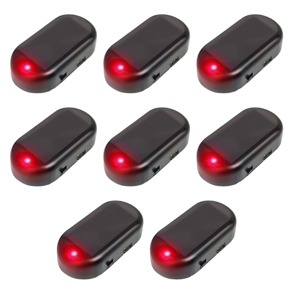 Solar Powered Car Fake Security Light Blue/Red Light LED Flashing Light Simulated Car LED Warning Light Anti-Theft Caution Lamp