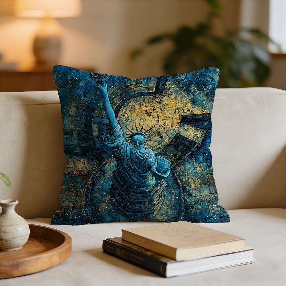 ART GGoddess of LLiberty Cushion Cover Short plush pillowcase for bed sofa carwashable