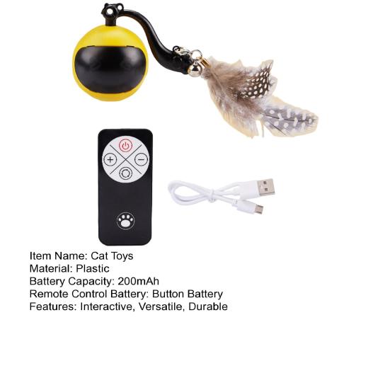 Interactive Cat Ball Toy with Remote Control Automatic Moving Rolling Cat Feather