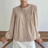 European and American Shirts Women's Spring Loose Large Size Round Neck Niche Design Shirt