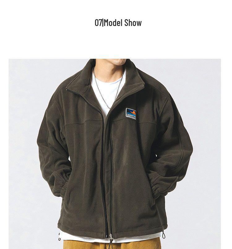 Herren Hoodie im japanischen Stil aus Lammwoll-Fleece - Stehkragen Sherpa Jacke für Herbst/Winter, Lässig und vielseitig.